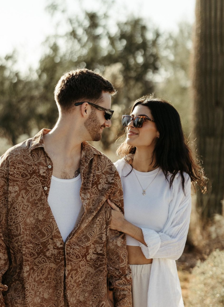 Casual Couple Engagement Photos in the Arizona desert 